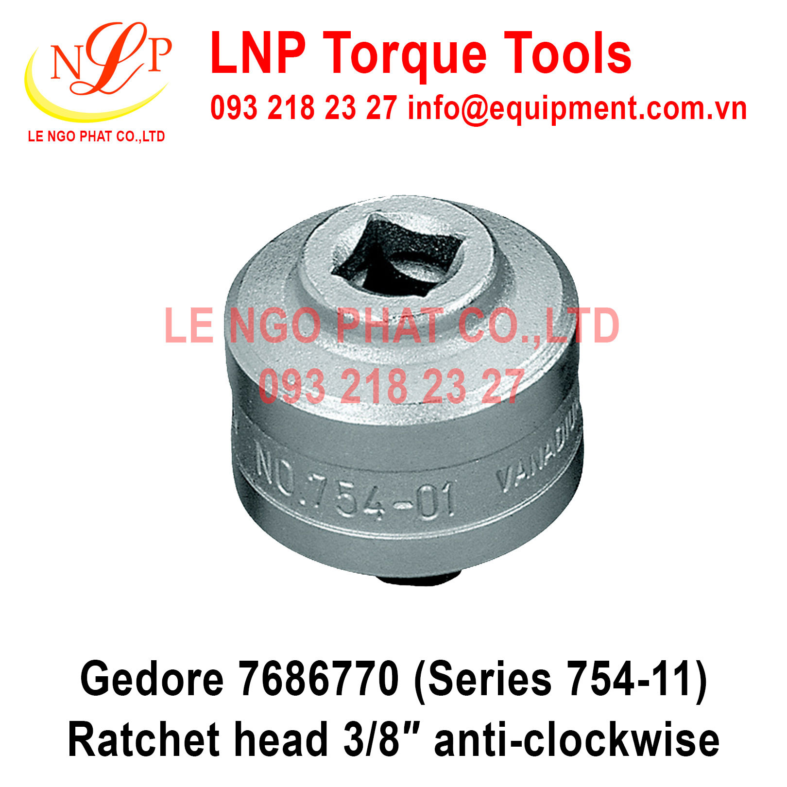 Gedore 7686770 (Series 754-11) Ratchet head 3/8″ anti-clockwise