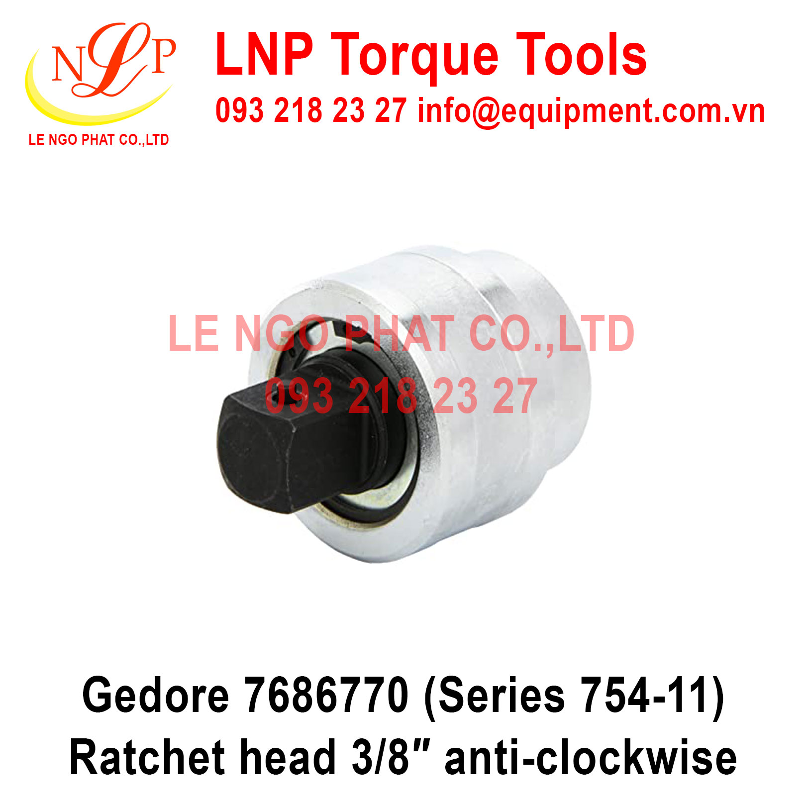 Gedore 7686770 (Series 754-11) Ratchet head 3/8″ anti-clockwise