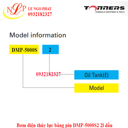 Bơm điện thủy lực bằng pin DMP-5000S2 2l dầu