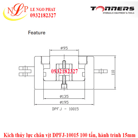 Kích thủy lực chân vịt DPFJ-10015 100 tấn, hành trình 15mm