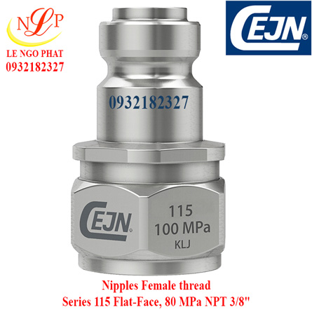 Nipples Female thread Series 115 Flat-Face, 80 MPa NPT 3/8"