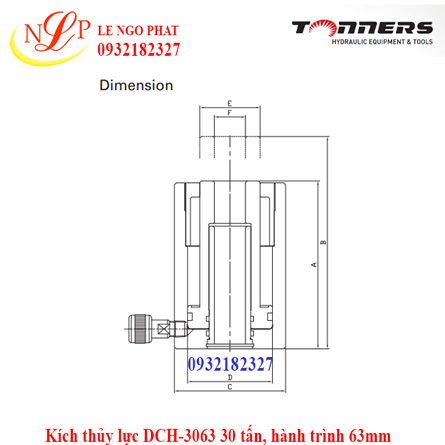 Kích thủy lực DCH-3063 30 tấn, hành trình 63mm