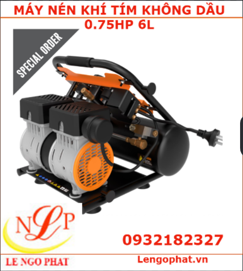 MÁY NÉN KHÍ TÍM KHÔNG DẦU 0.75HP 6L