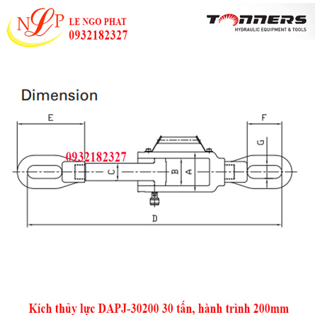 Kích thủy lực DAPJ-30200 30 tấn, hành trình 200mm