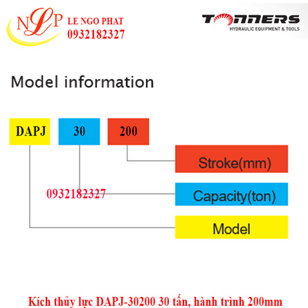 Kích thủy lực DAPJ-30200 30 tấn, hành trình 200mm