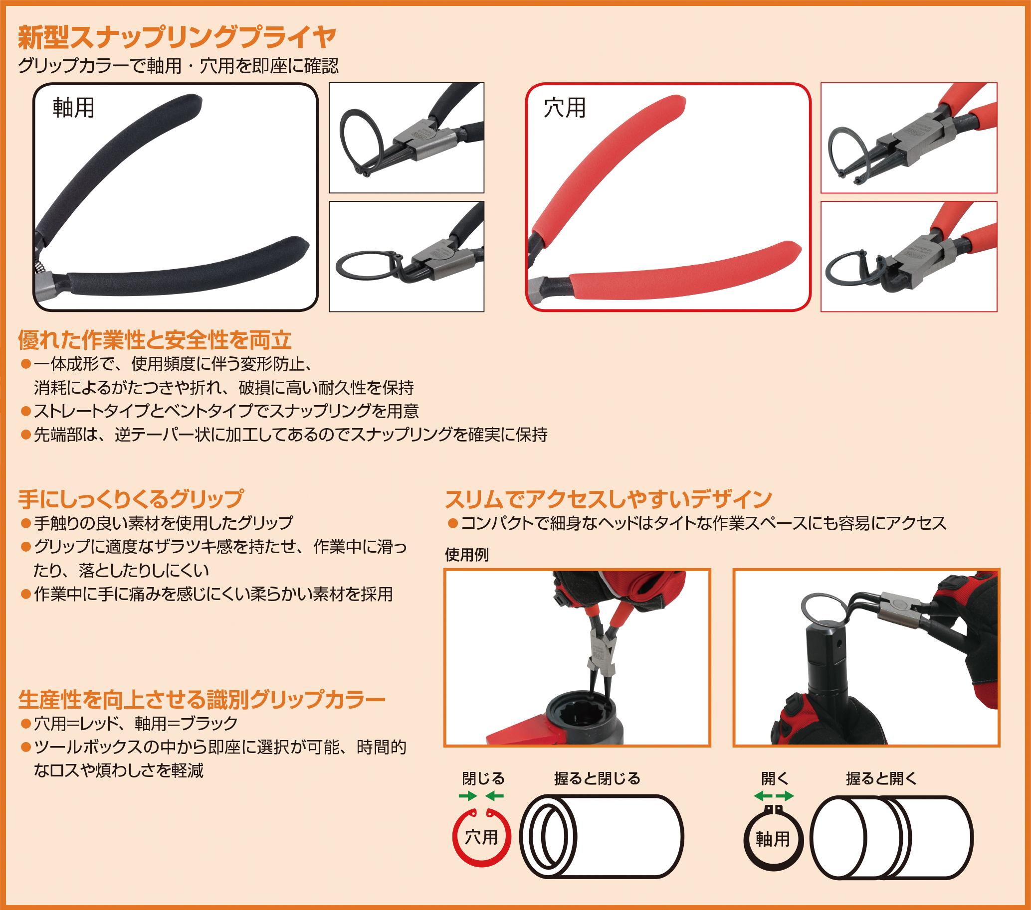 Snap ring pliers (for straight type holes) SRPH