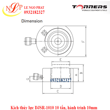 Kích thủy lực DJSR-1010 10 tấn, hành trình 10mm