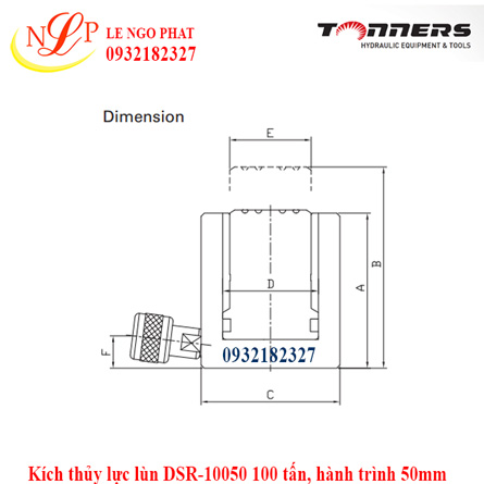 Kích thủy lực lùn DSR-10050 100 tấn, hành trình 50mm