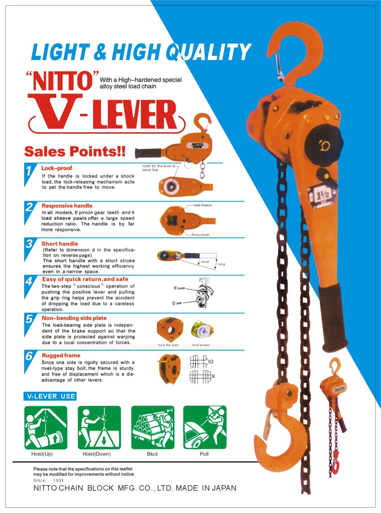 Pa lăng xích lắc tay 9 tấn Nitto VR-90