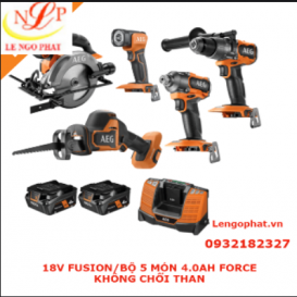 18V FUSION/BỘ 5 MÓN 4.0AH FORCE KHÔNG CHỔI THAN