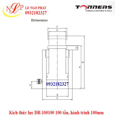 Kích thủy lực DR-100100 100 tấn, hành trình 100mm