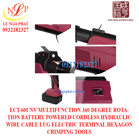 ECT-60UNV MULTIFUNCTION 360 DEGREE ROTATION BATTERY POWERED CORDLESS HYDRAULIC WIRE CABLE LUG ELECTRIC TERMINAL HEXAGON CRIMPING TOOLS